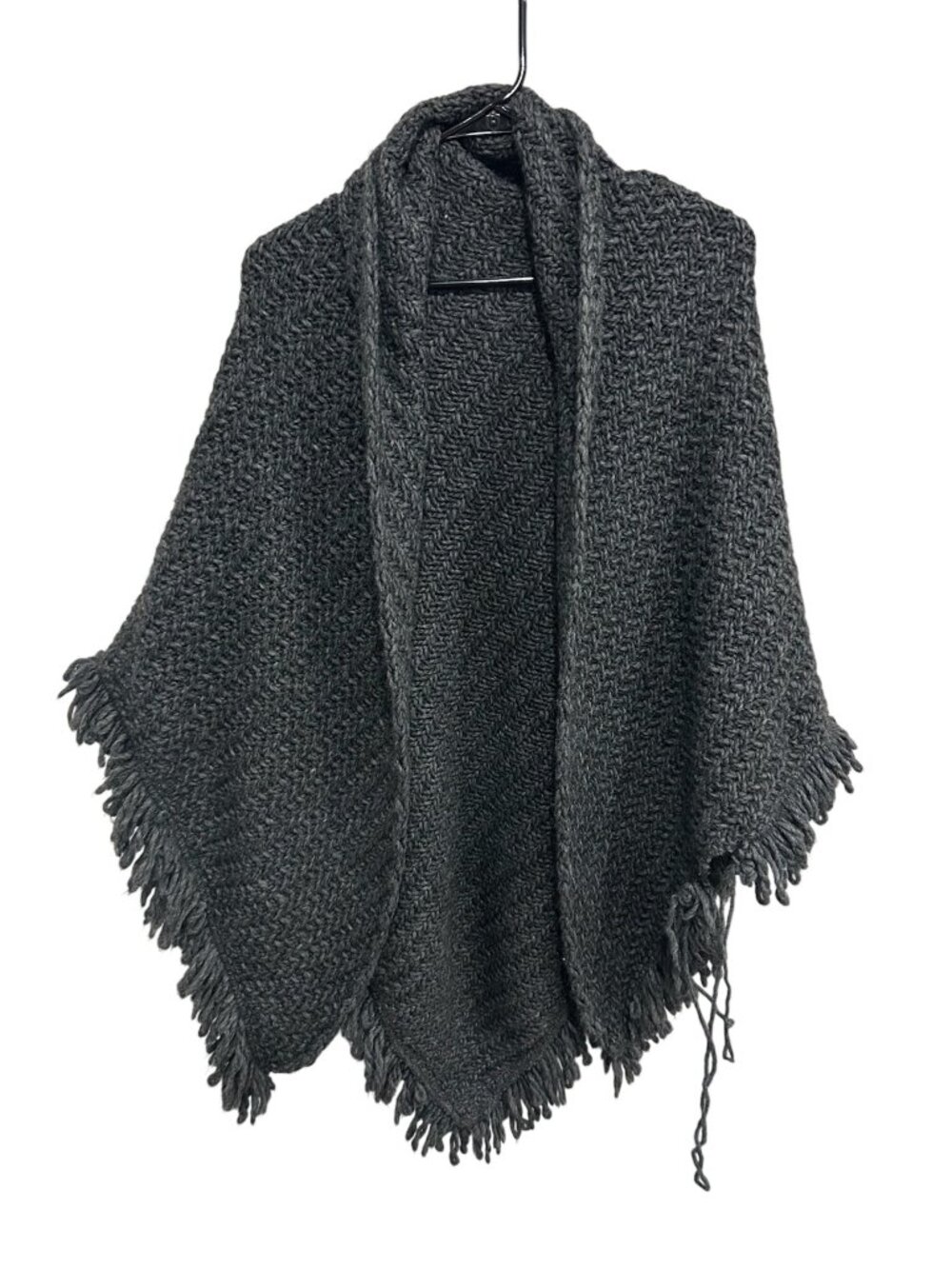 Fratelli Talli One Size Gray Poncho Wrap Fringe Hem Italian Heritage Minimalist